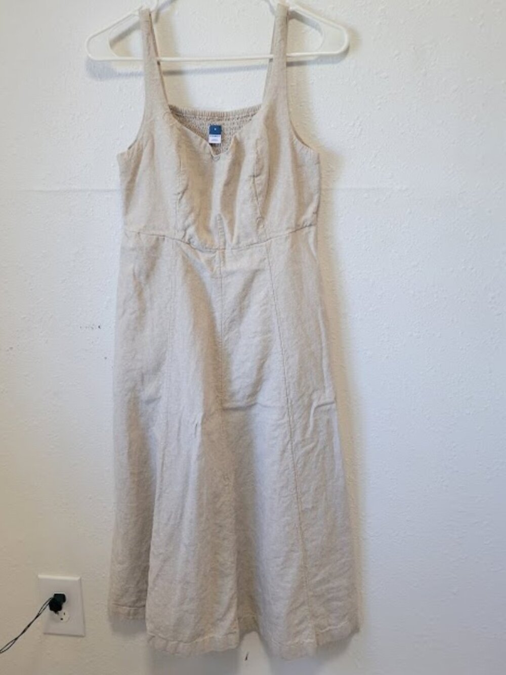 Old Navy Women's Linen Blend Midi Dress Beige Size Small